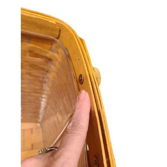 LONGABERGER 2002 Newspaper Basket, Plastic Liner Protector, Leather Handles EUC - Picture 10 of 15